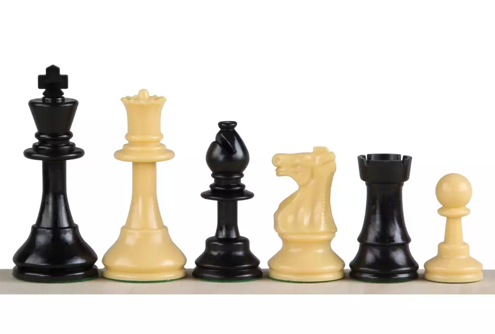 Figury szachowe Club Staunton nr 6, kremowe/czarne (król 96 mm)